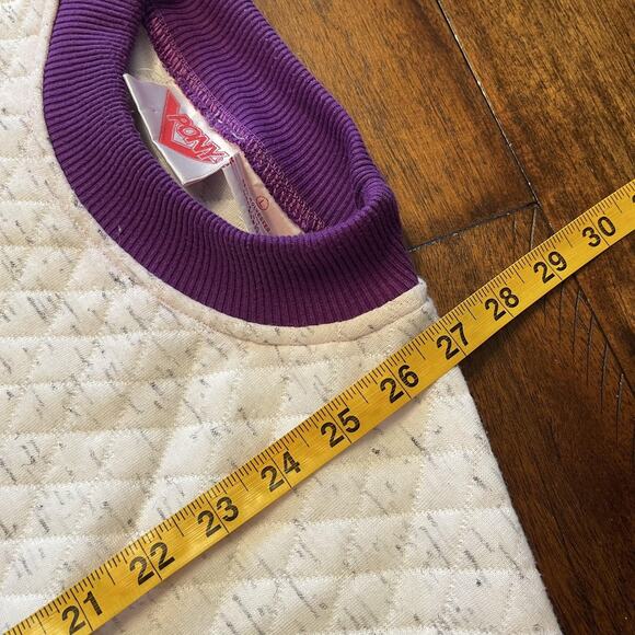 Vintage Pony Sweater Mens Large Purple Gray Quilted Crewneck Retro 80s Pullover - Picture 8 of 8